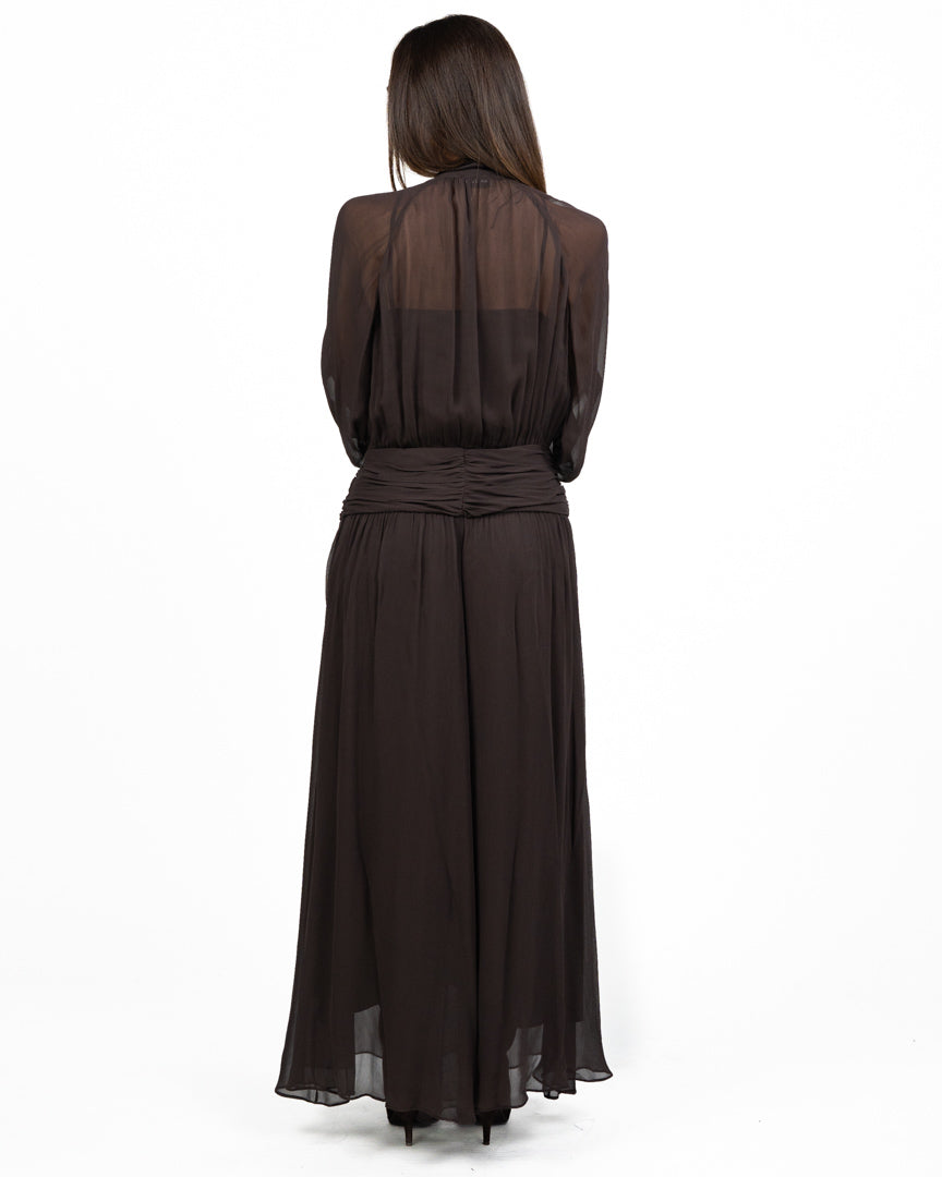 Abito Lungo Scivolato in Chiffon moro - Marella