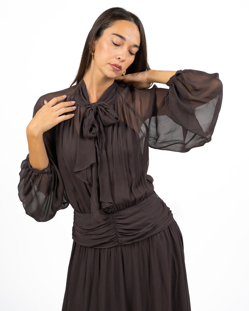 Abito Lungo Scivolato in Chiffon moro - Marella