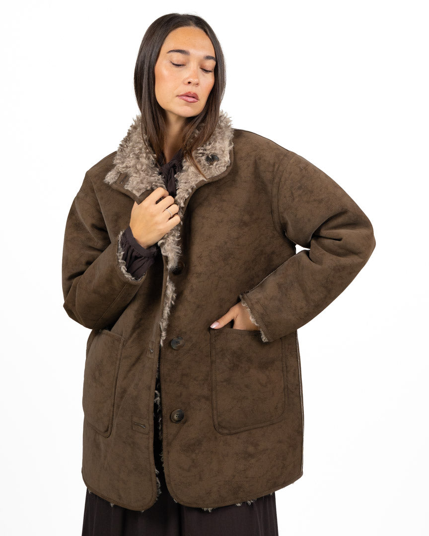Cappotto Montoncino Reversibile Scamosciato / Bouclé - Tavus