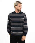 T-Shirt a Maniche Lunghe Boxy Fit a Righe Orizzontali Bicolore - Berti Mode Collection