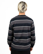 T-Shirt a Maniche Lunghe Boxy Fit a Righe Orizzontali Bicolore - Berti Mode Collection