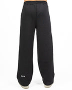 Pantalone Jogger Wide Leg in Felpa Tinta Unita Nero - Berna