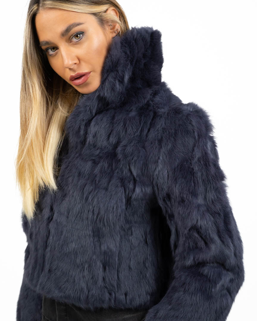 Giacca Corta in Pelliccia blu navy - Berti Mode Collection