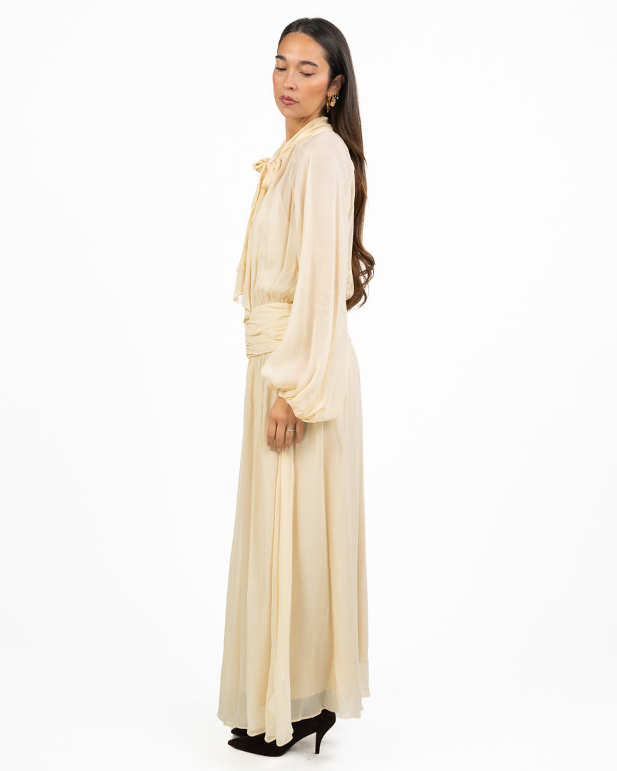 Abito Lungo Scivolato in Chiffon latte - Marella