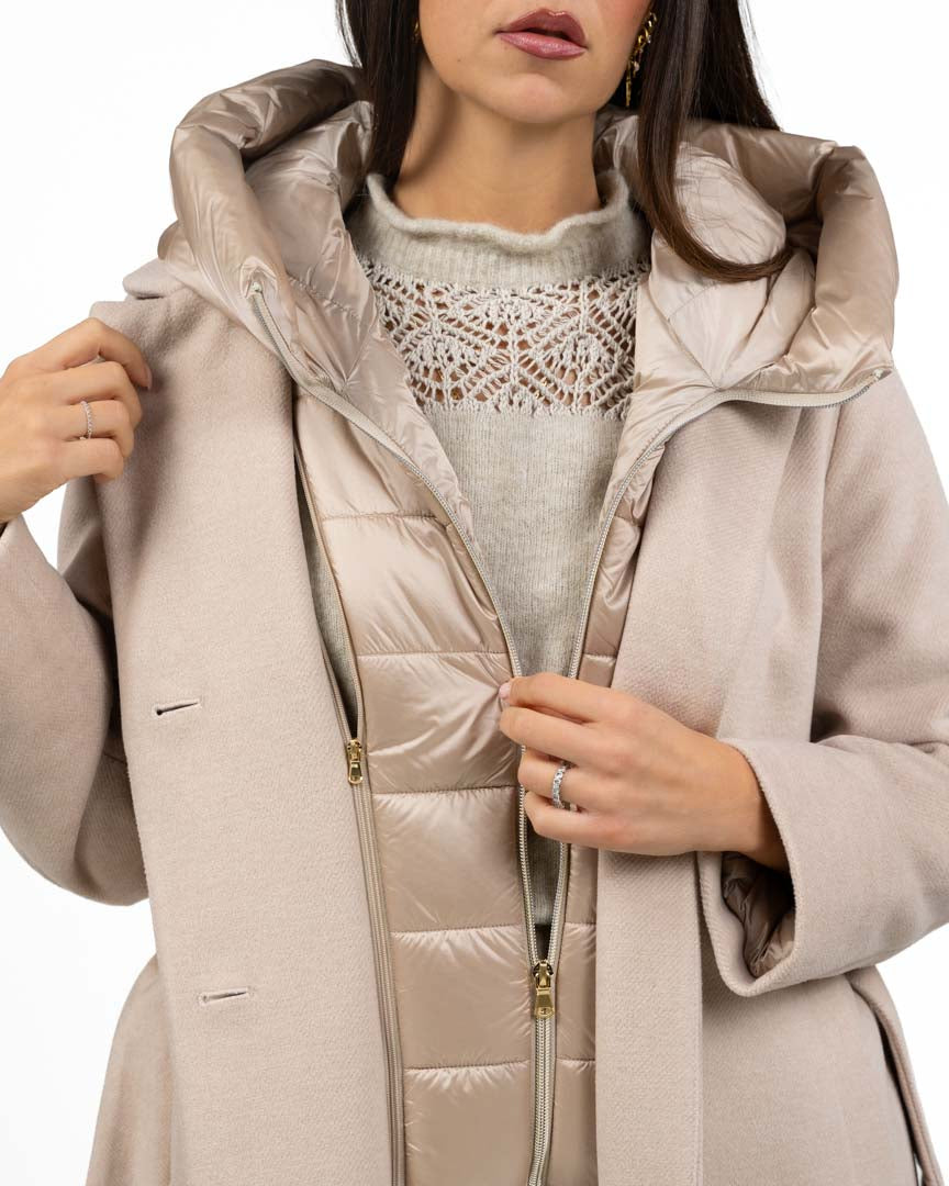 Cappotto Lungo Combinato beige - Emme Marella