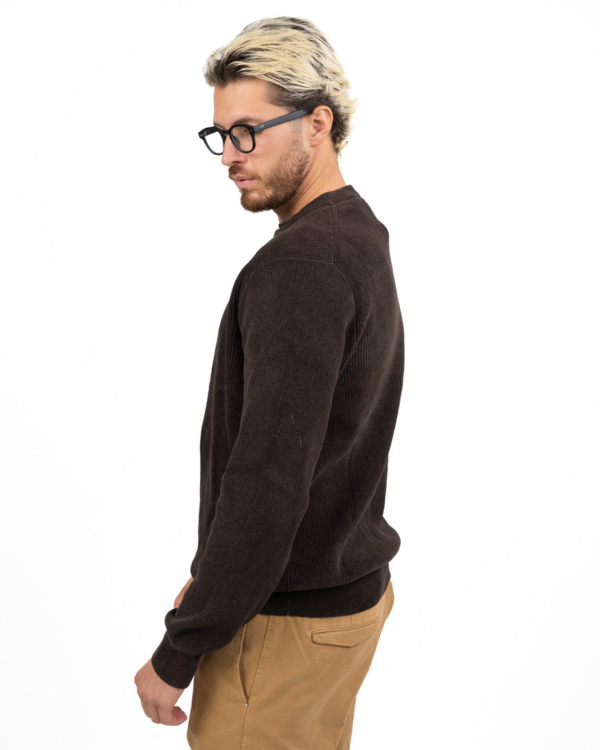 Maglione Girocollo in Maglia a Costine / Chenille moro - Antony Morato