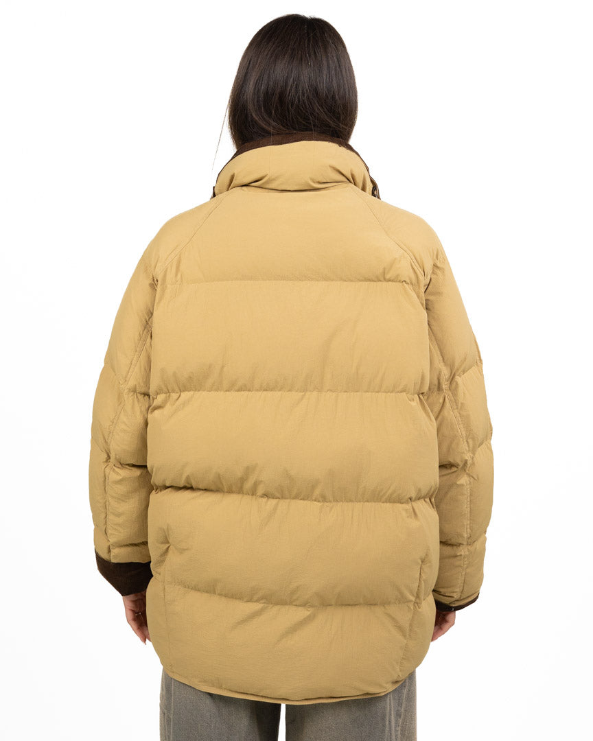 Piumino Oversize Sabbia/Cammello in Stile Caban con Dettagli in Velluto - EleH