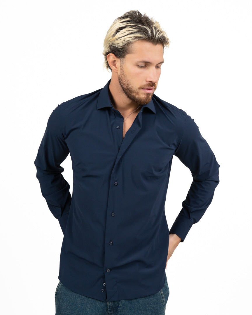 Camicia Tecnica No-Stiro Traspirante blu - Bottega Artigiana
