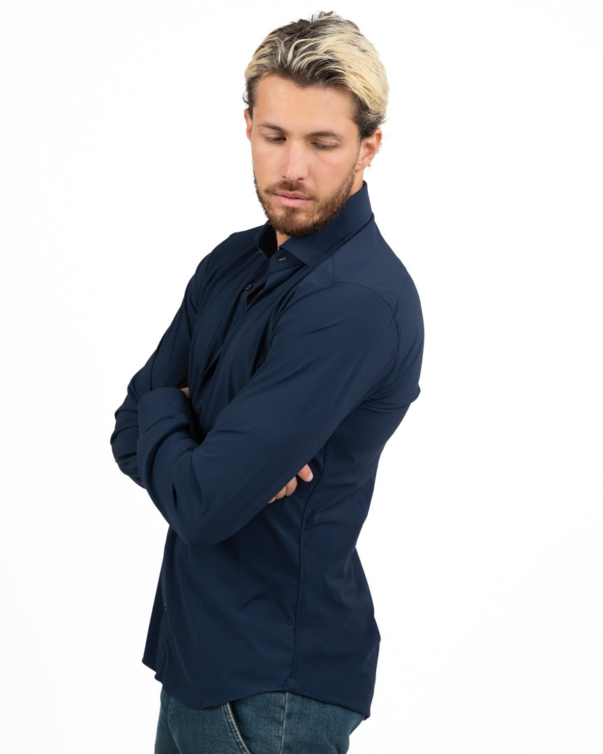 Camicia Tecnica No-Stiro Traspirante blu - Bottega Artigiana