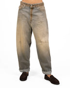 Jeans Barrel / Baggy Fit in Denim Lavaggio Vintage con Effetto Sporcato - Vicolo