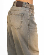 Jeans Barrel / Baggy Fit in Denim Lavaggio Vintage con Effetto Sporcato - Vicolo