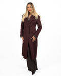 Cappotto Lungo Doppio Petto in Misto Lana Color Borgogna - Vicolo