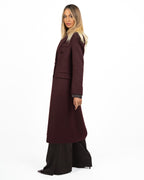 Cappotto Lungo Doppio Petto in Misto Lana Color Borgogna - Vicolo