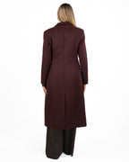 Cappotto Lungo Doppio Petto in Misto Lana Color Borgogna - Vicolo