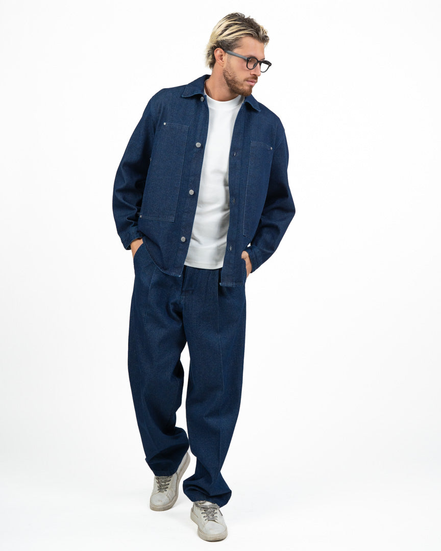 Overshirt in Denim Scuro - I'M Brian