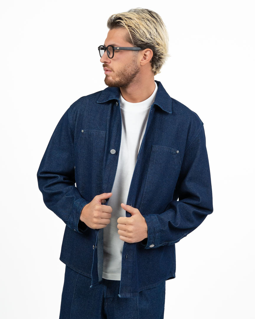 Overshirt in Denim Scuro - I'M Brian