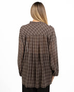 Camicia Semitrasparente a Quadri con Volant Frontale - Eleh
