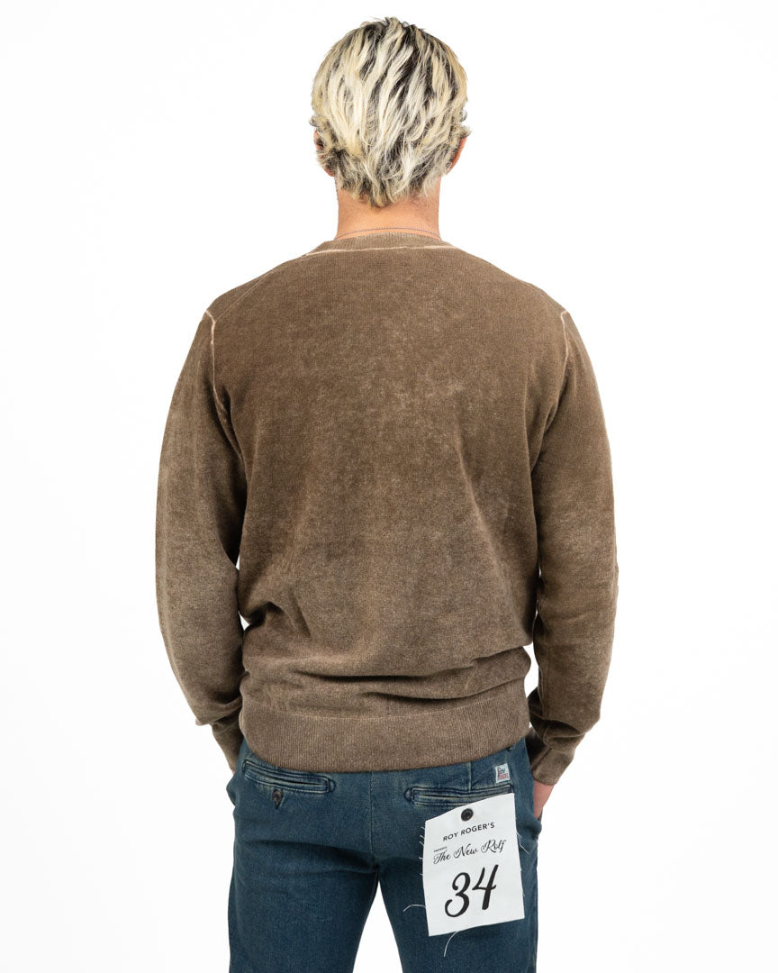 Maglione Girocollo Effetto Nuvolato / Acid Wash con Cuciture a Vista -Roy Roger's
