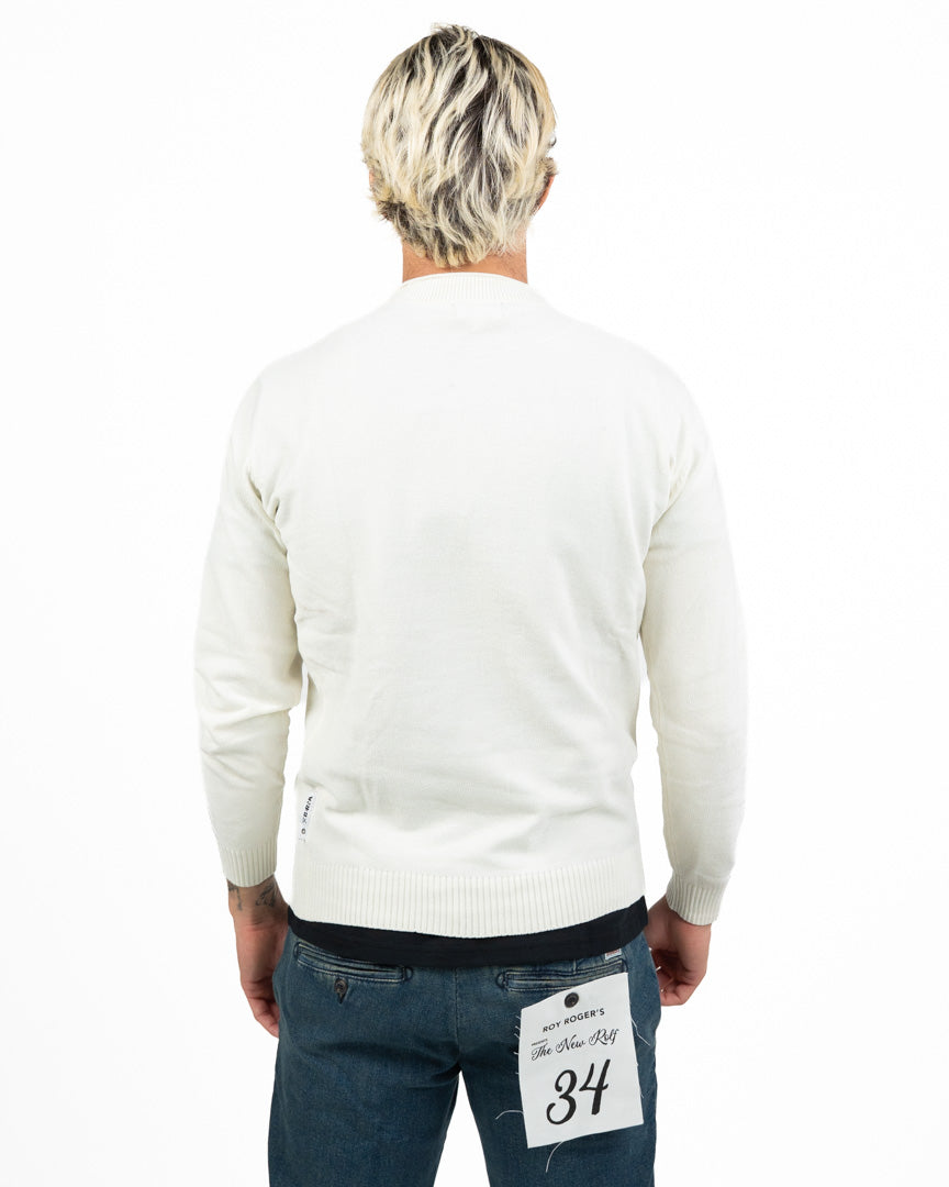 Maglione Girocollo Minimal effetto ciniglia bianco - Berna