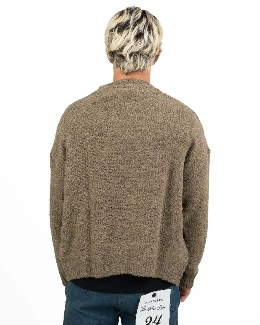 Maglione Girocollo Oversize in Filato Bouclé / Texture Effetto Orsetto - Over/d
