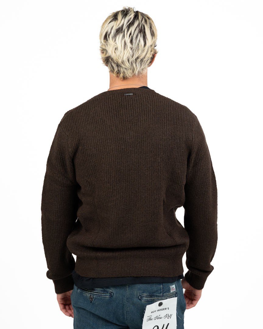 Maglione Scollo a V in Maglia a Costine moro - Antony Morato