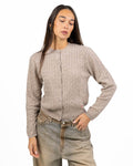 Cardigan Girocollo a Trecce in Maglia Morbida con Logo "V" - Vicolo