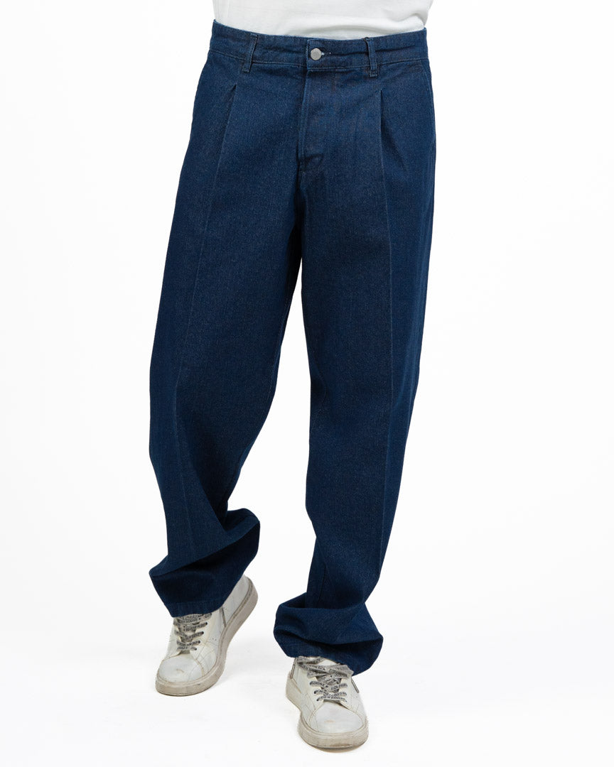 Pantaloni Denim con Pinces a Gamba Larga - I'M Brian