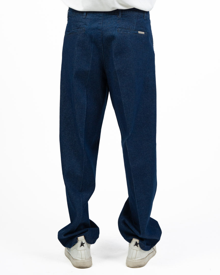 Pantaloni Denim con Pinces a Gamba Larga - I'M Brian