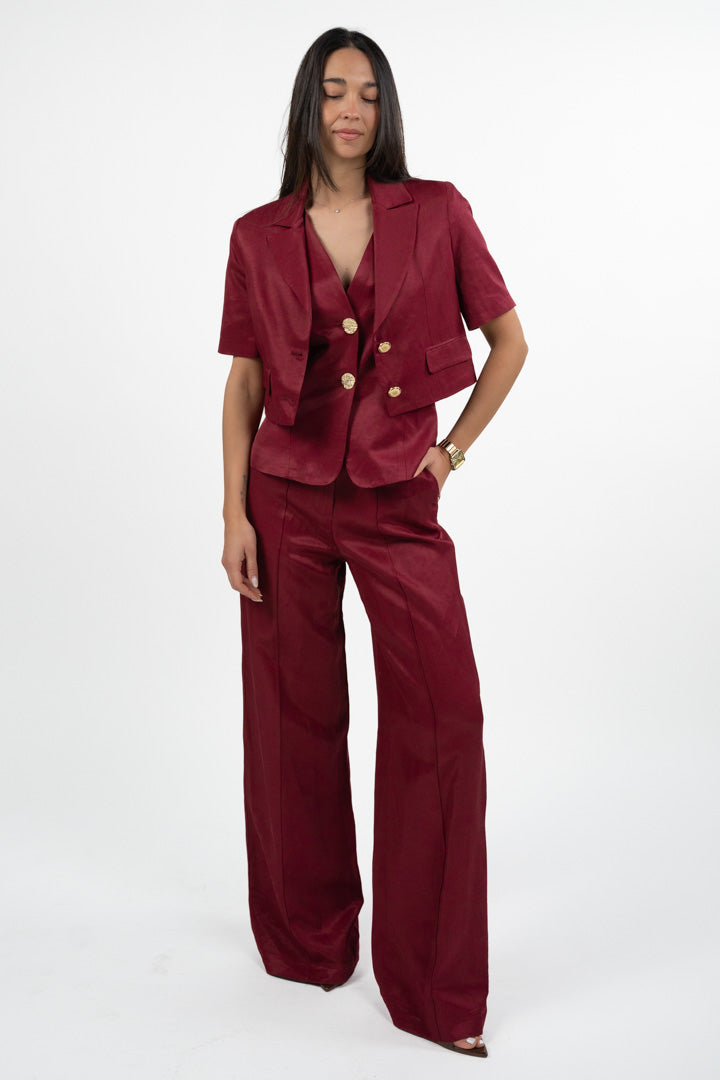 Pantaloni a Palazzo Satin Color Ciliegia – Gaudì