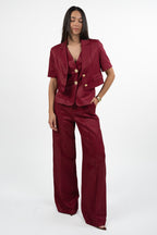 Pantaloni a Palazzo Satin Color Ciliegia – Gaudì
