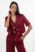 Giacca Crop Satin Color Ciliegia – Gaudì