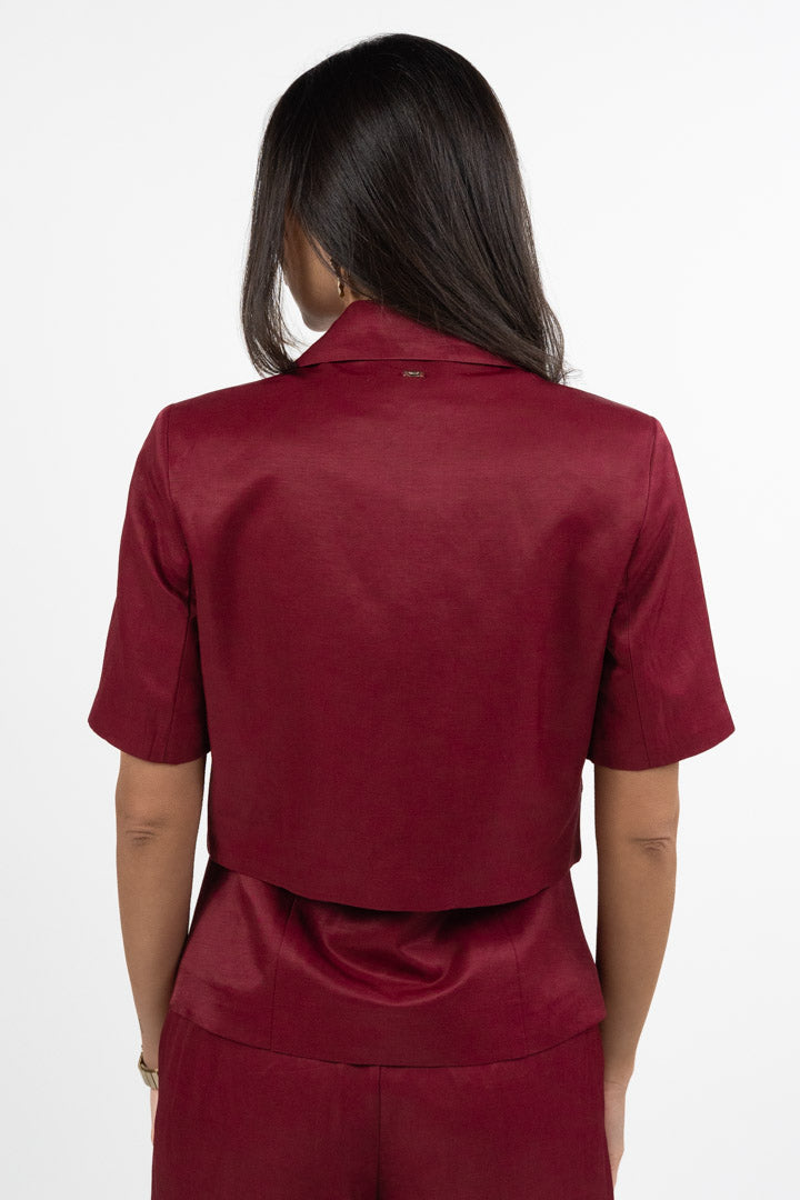 Giacca Crop Satin Color Ciliegia – Gaudì