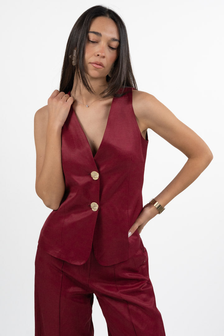 Gilet Sartoriale Satin Color Ciliegia – Gaudì