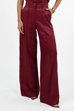 Pantaloni a Palazzo Satin Color Ciliegia – Gaudì