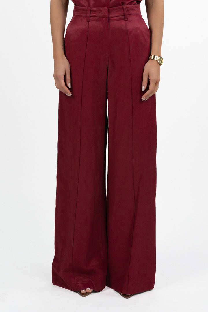 Pantaloni a Palazzo Satin Color Ciliegia – Gaudì