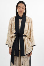 Kimono con Ricami e Cintura - Champagne/Nero - Souvenir