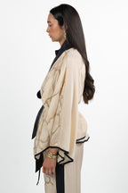 Kimono con Ricami e Cintura - Champagne/Nero - Souvenir