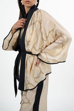 Kimono con Ricami e Cintura - Champagne/Nero - Souvenir