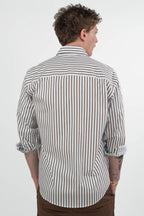 Camicia a Righe Verticali – Bianco e Marrone - Out Fit