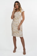 Abito a Tubino in Jacquard Oro e Crema - Berti Mode Collection