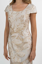 Abito a Tubino in Jacquard Oro e Crema - Berti Mode Collection