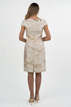 Abito a Tubino in Jacquard Oro e Crema - Berti Mode Collection
