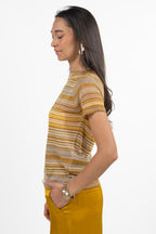 T-shirt Smanicata in Filo Lurex a Righe - Marella