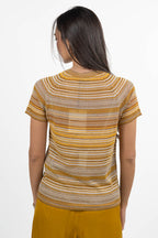 T-shirt Smanicata in Filo Lurex a Righe - Marella