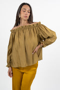 Blusa Off-Shoulder con Arricciature - Color Senape - Marella