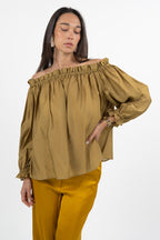 Blusa Off-Shoulder con Arricciature - Color Senape - Marella