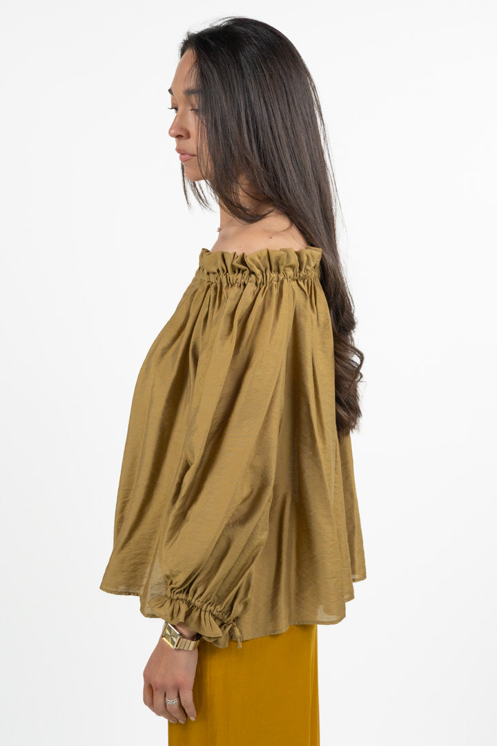 Blusa Off-Shoulder con Arricciature - Color Senape - Marella