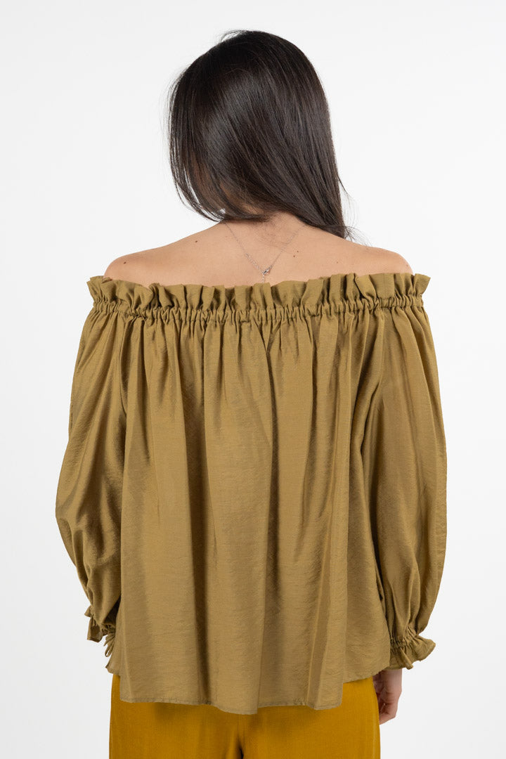 Blusa Off-Shoulder con Arricciature - Color Senape - Marella