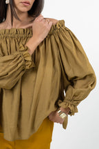 Blusa Off-Shoulder con Arricciature - Color Senape - Marella