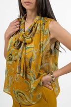 Blusa Smanicata con Fiocco  Giallo Ocra - Marella